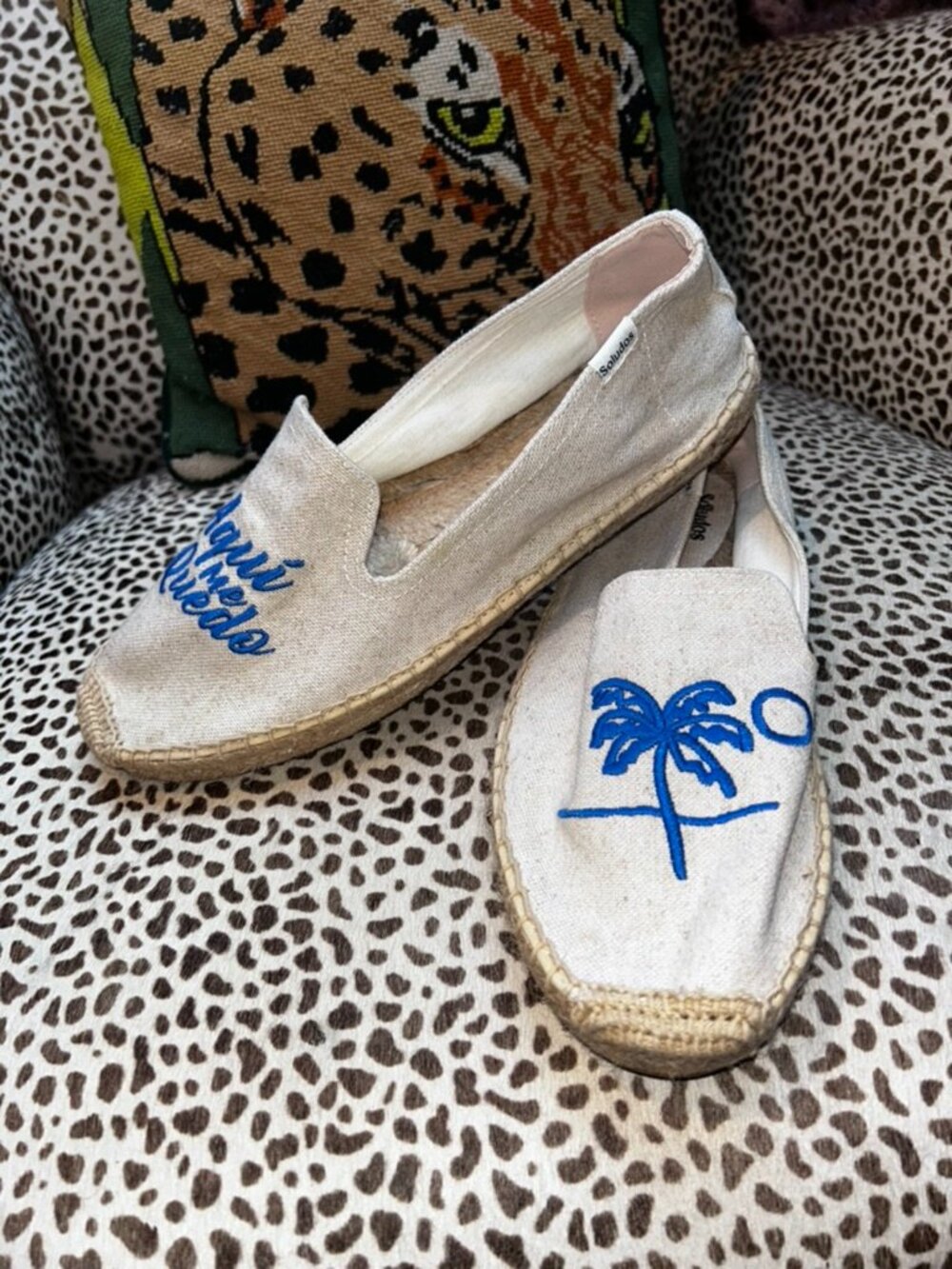 Soludos Rosewood Mayakoba espadrilles Aqui me Quedo embroider palm tree shoes 10